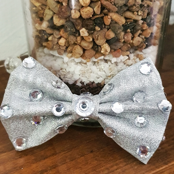 🐶 3 for $15 Pablo Diamonds Bling Bling Silver Bow Tie - Picture 15 of 15